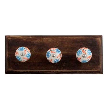Orange Leaf Flower Ceramic Wooden Hooks